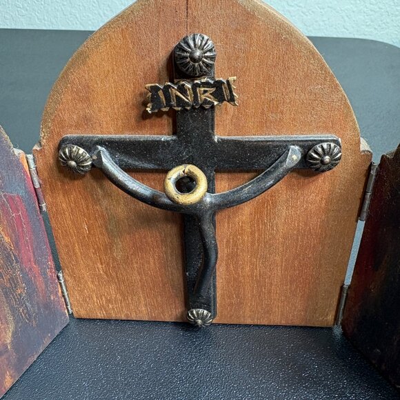 Vintage Wood and Metal Primitive Crucifix handmade Barquisimeto Venezuela - Picture 2 of 7